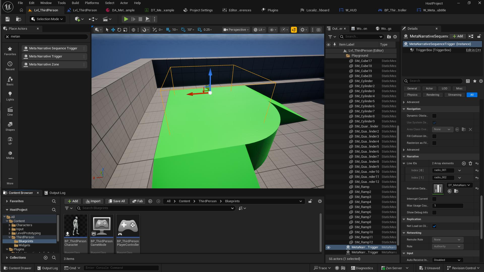 MetaNarrativeSequenceTrigger Details Panel Setup