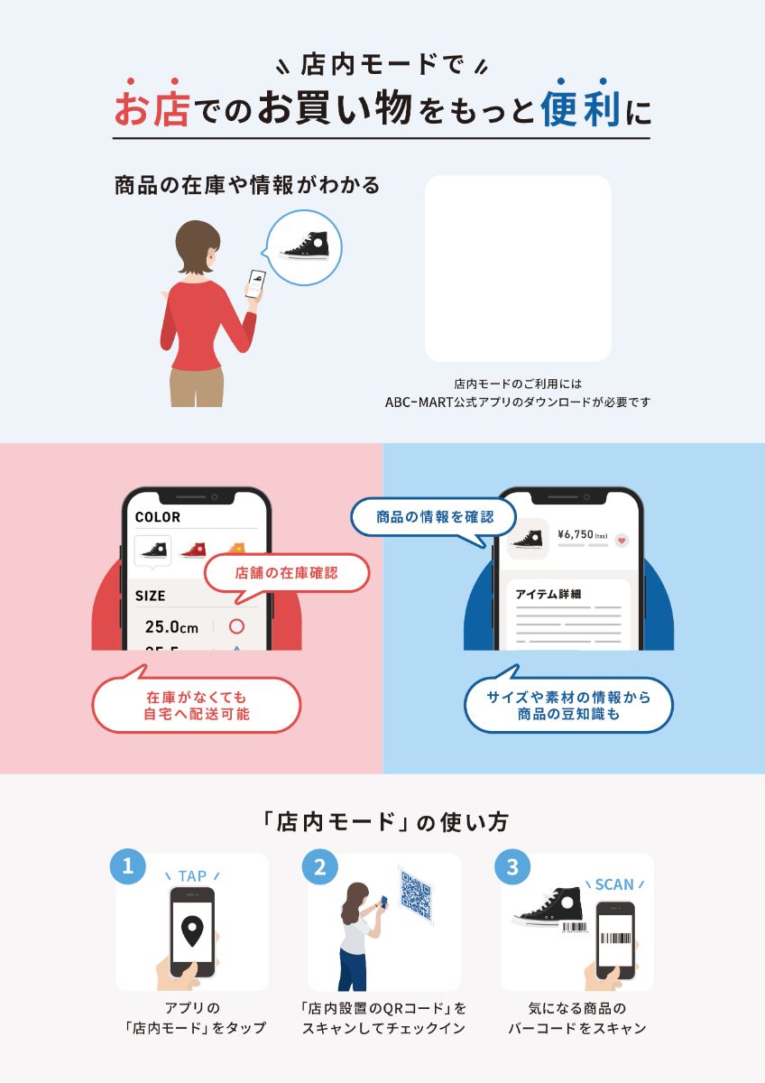 ABCマートアプリの便利な機能のご紹介♪（店舗内商品の在庫確認機能）