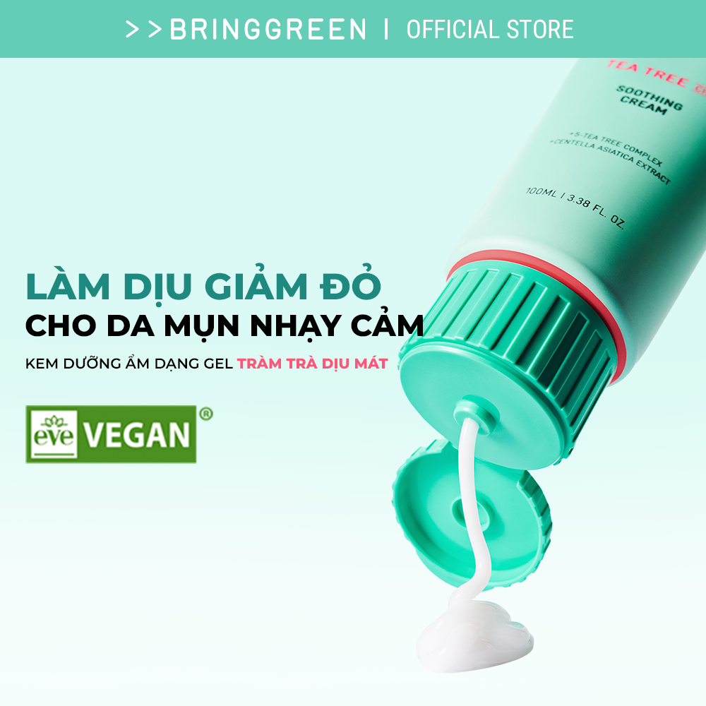 Kem Dưỡng Ẩm Làm Dịu Da Tràm Trà Rau Má Bring Green Tea Tree Cica Soothing Cream Plus