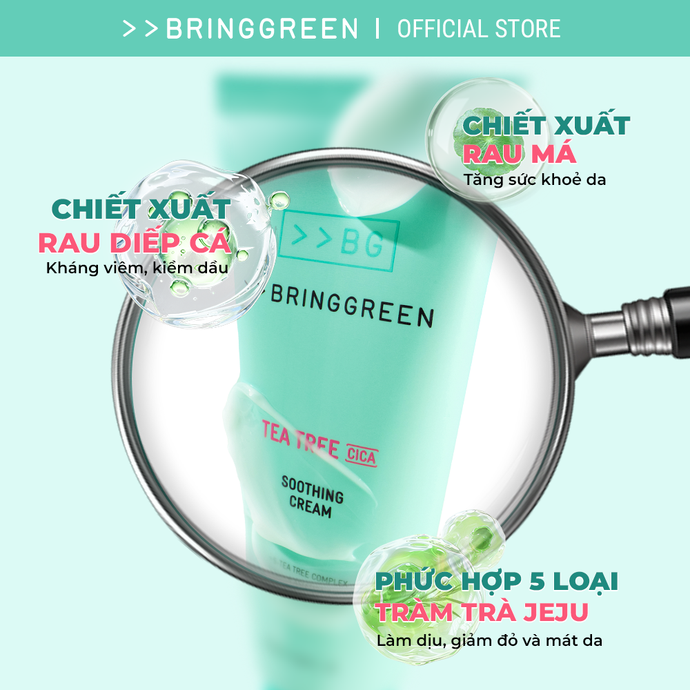 Kem Dưỡng Ẩm Làm Dịu Da Tràm Trà Rau Má Bring Green Tea Tree Cica Soothing Cream Plus