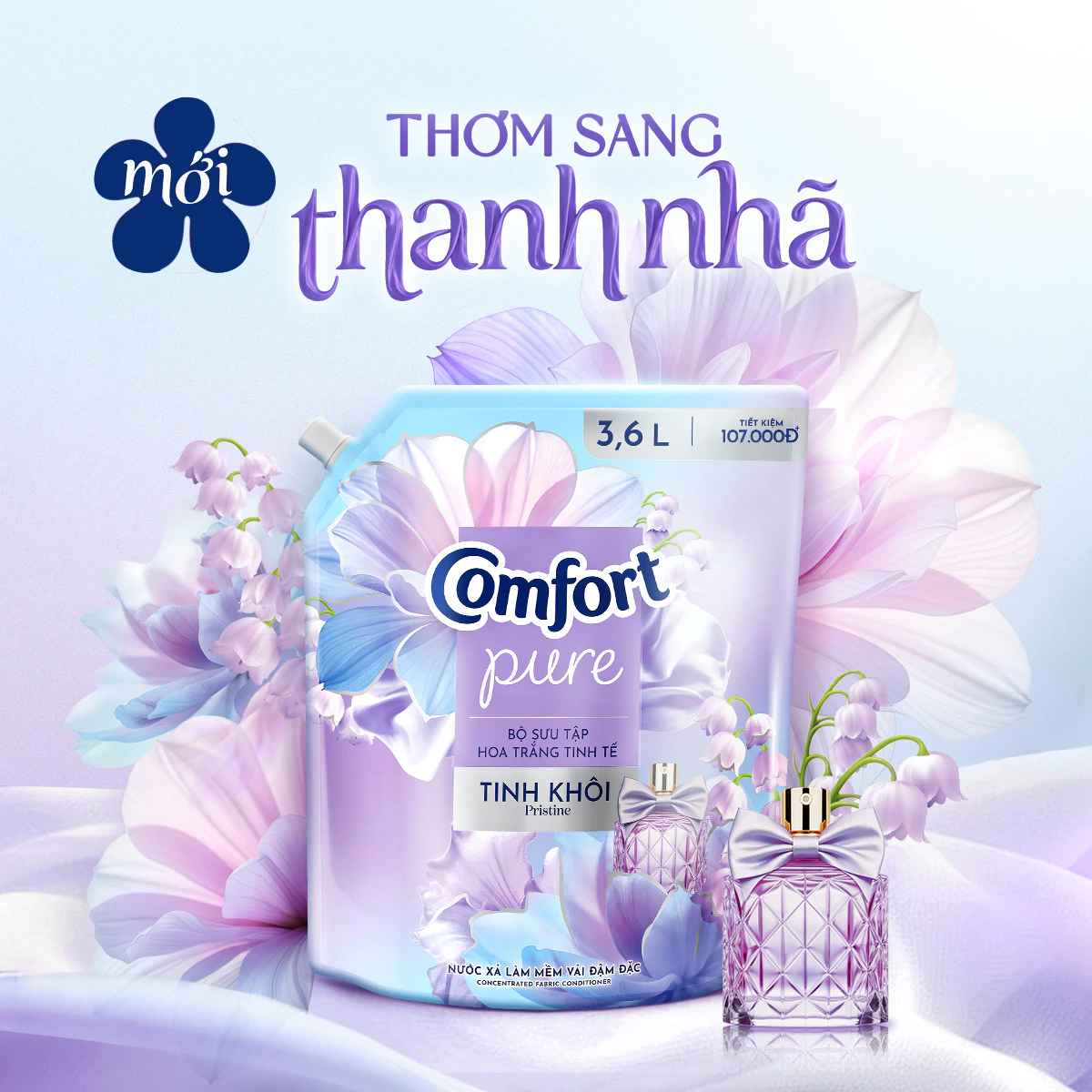 Nước Xả Vải Comfort Hương Hoa Trắng Tinh Khôi