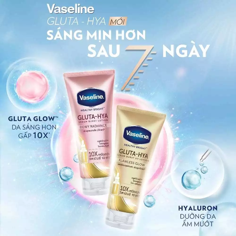 Sữa Dưỡng Thể Dưỡng Da Sáng Mịn Vaseline Gluta-Hya Dewy Radiance