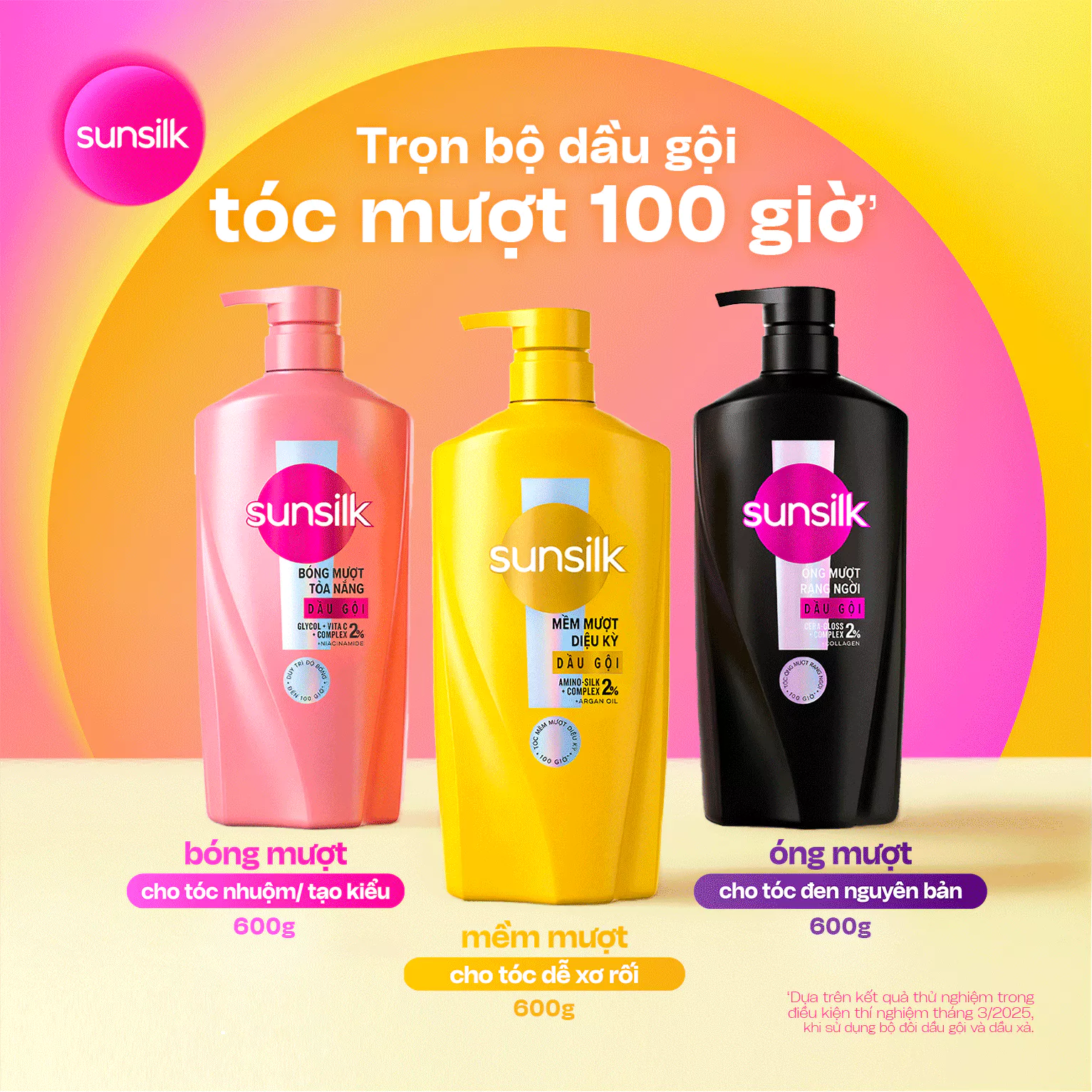 Dầu Gội Sunsilk Luminous UV Glycol-Vita C + Complex Cho Tóc Bóng Mượt Tỏa Nắng 100 Giờ