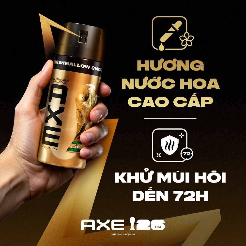 Xịt Nước Hoa Ngăn Mùi Axe Phiên Bản Giới Hạn FIFA World Cup 2026 Hương Marshmallow Smoke 150ml