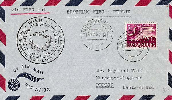 Flugpost Österreich ab 1945 | Sonderflüge ab 1945 - ausländische Zuleitungen