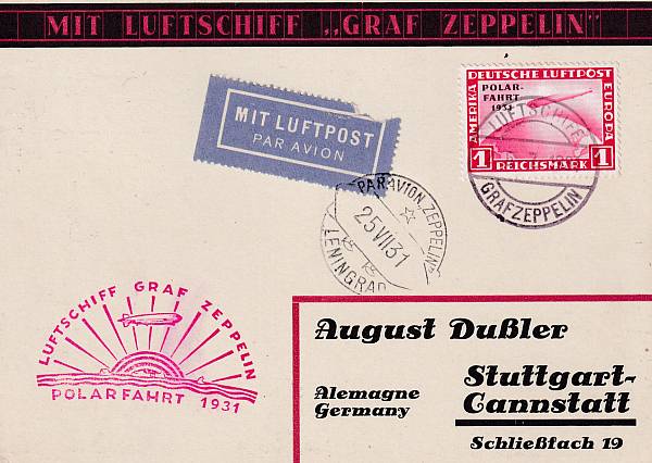 Zeppelinpost | LZ 127 (Graf Zeppelin) 1931