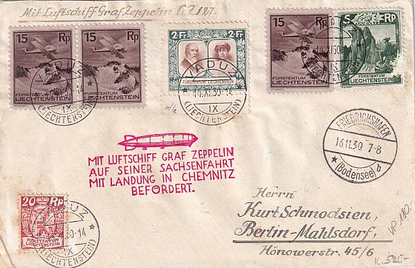 Zeppelinpost: Vertragsstaatenpost | Liechtenstein