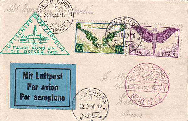 Zeppelinpost: Vertragsstaatenpost | Schweiz