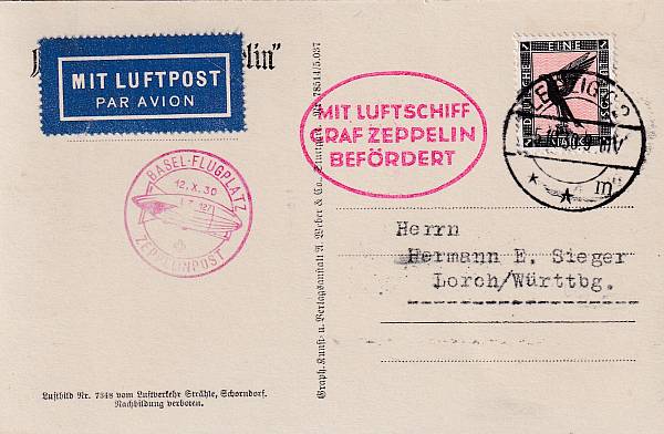 Zeppelinpost | LZ 127 (Graf Zeppelin) 1930