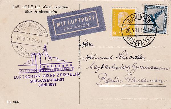 Zeppelinpost | LZ 127 (Graf Zeppelin) 1931