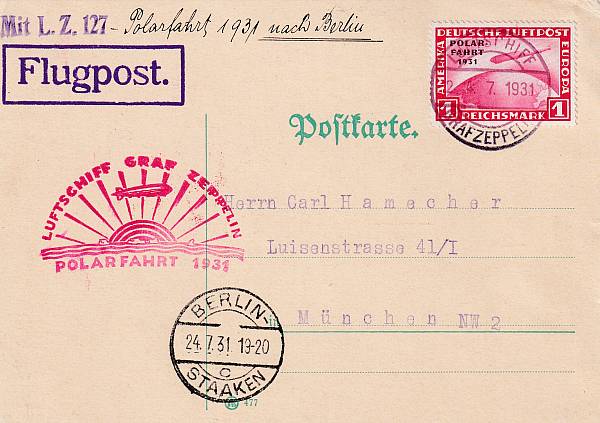 Zeppelinpost | LZ 127 (Graf Zeppelin) 1931