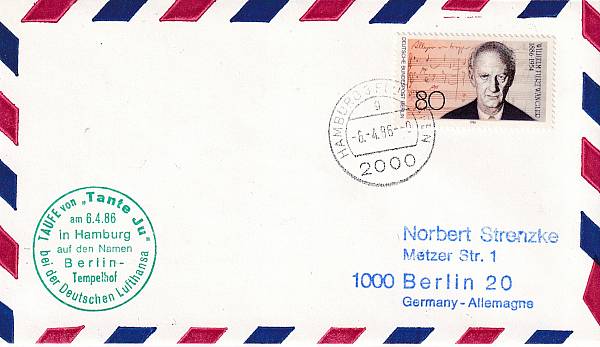 Flugpost einzelner Flugzeugtypen | Erst- und Sonderflüge mit JUNKERS JU-52