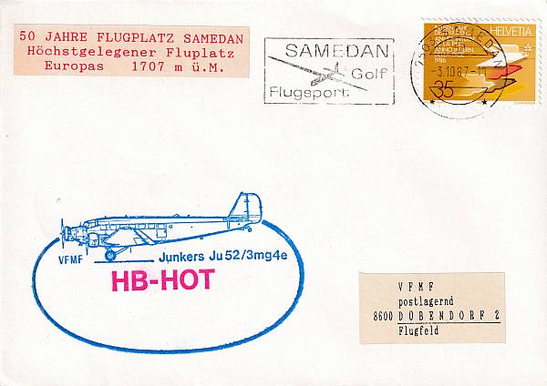 Flugpost einzelner Flugzeugtypen | Erst- und Sonderflüge mit JUNKERS JU-52