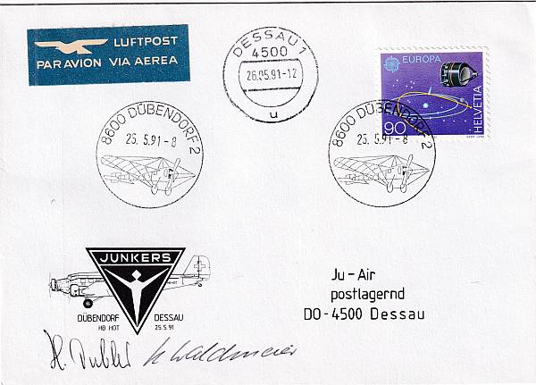 Flugpost einzelner Flugzeugtypen | Erst- und Sonderflüge mit JUNKERS JU-52