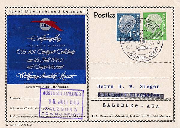 Flugpost Österreich ab 1945 | Austrian Airlines Erst- und Sonderflüge