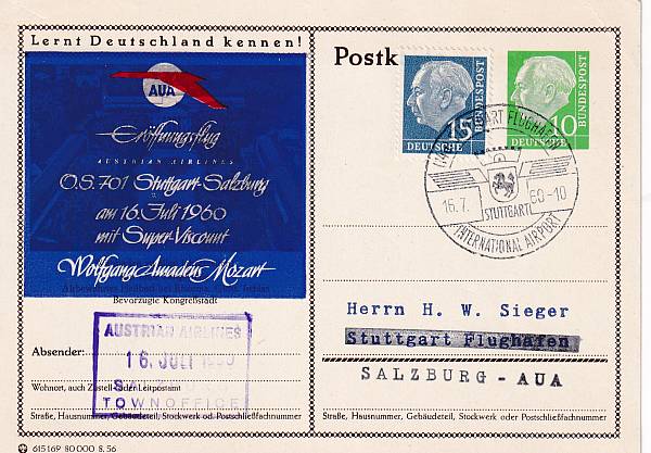 Flugpost Österreich ab 1945 | Austrian Airlines Erst- und Sonderflüge