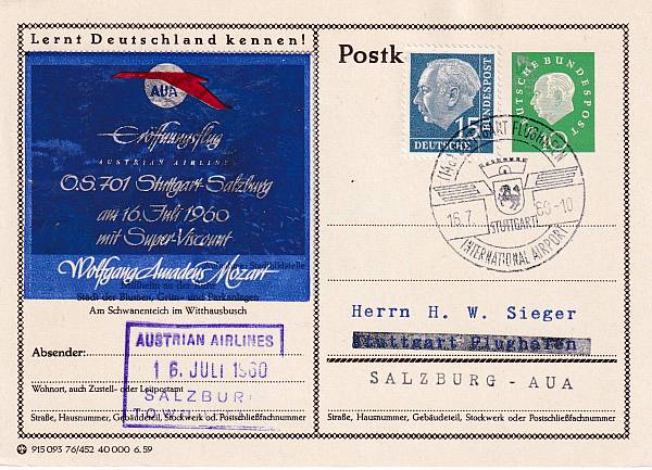 Flugpost Österreich ab 1945 | Austrian Airlines Erst- und Sonderflüge