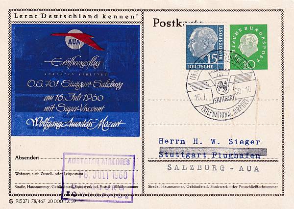 Flugpost Österreich ab 1945 | Austrian Airlines Erst- und Sonderflüge