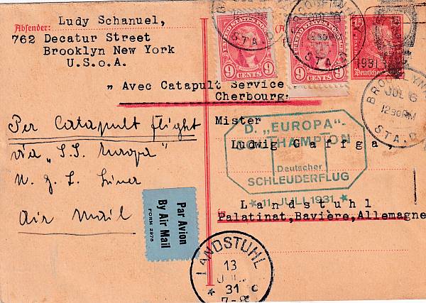 Katapultpost Nordatlantik | Einzelbelege nach Haberer-Katalog