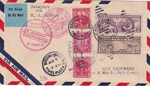 Katapultpost Nordatlantik | Einzelbelege nach Haberer-Katalog