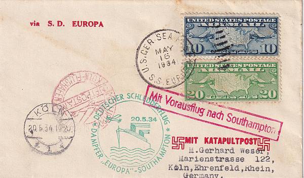 Katapultpost Nordatlantik | Einzelbelege nach Haberer-Katalog