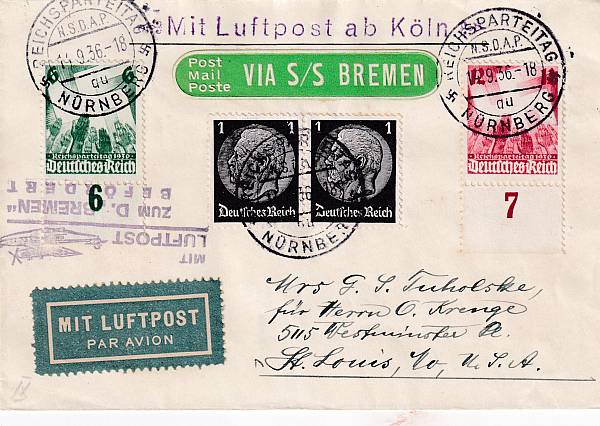 Katapultpost Nordatlantik - Nachbringeflüge | Dampfer BREMEN