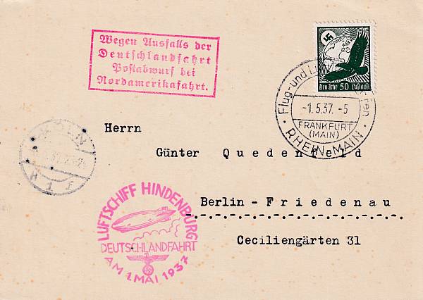 Zeppelinpost | LZ 129 (Hindenburg) 1937