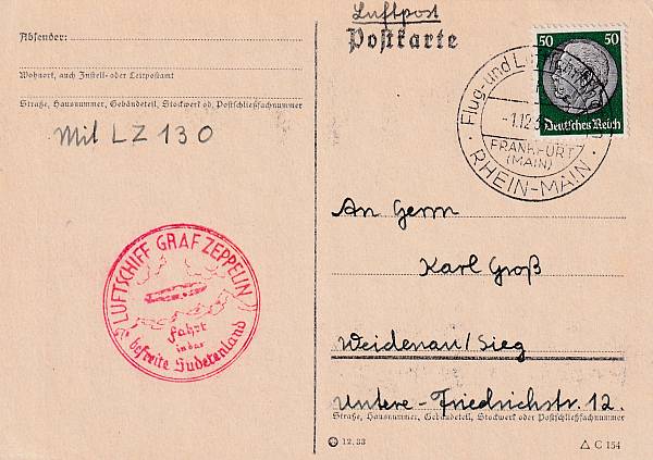 Zeppelinpost | LZ 130 (Graf Zeppelin II)
