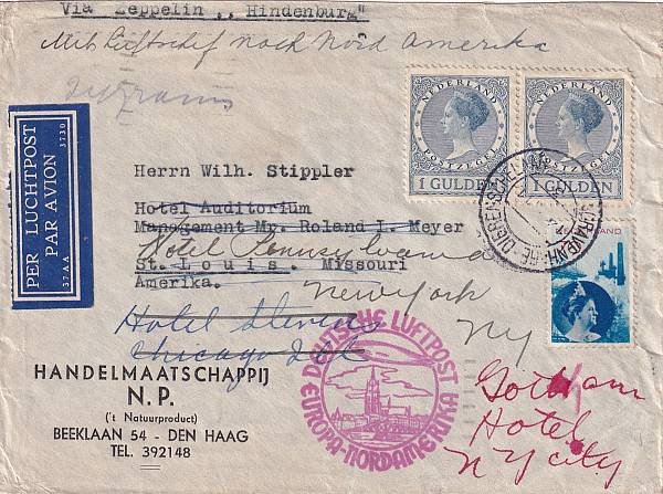 Zeppelinpost: Vertragsstaatenpost | Niederlande