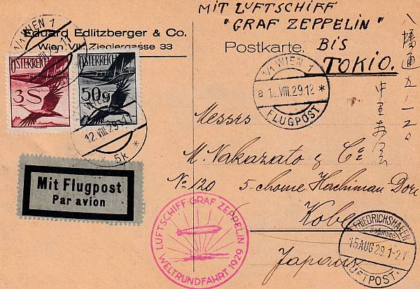 Zeppelinpost: Vertragsstaatenpost | Österreich