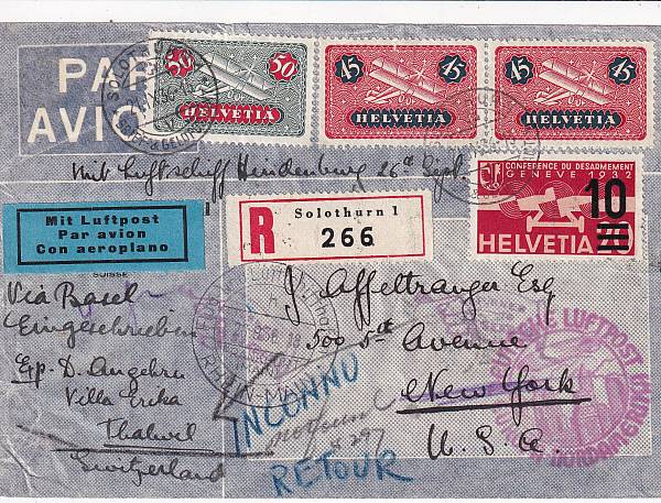 Zeppelinpost: Vertragsstaatenpost | Schweiz