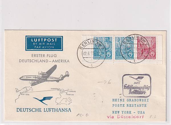 Lufthansa Erst- und Sonderflüge 1955 - heute / Ausländische Zuleitungen | Jahrgang 1955