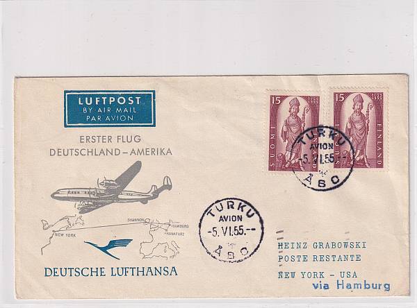 Lufthansa Erst- und Sonderflüge 1955 - heute / Ausländische Zuleitungen | Jahrgang 1955