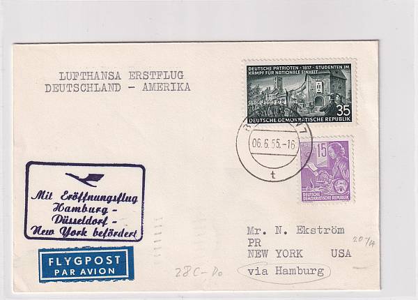 Lufthansa Erst- und Sonderflüge 1955 - heute / Ausländische Zuleitungen | Jahrgang 1955
