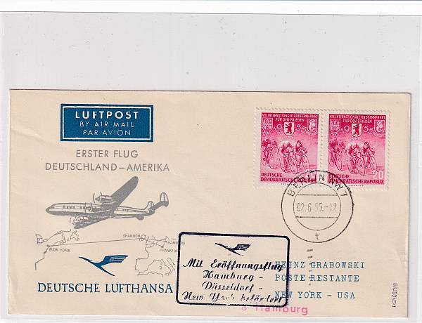 Lufthansa Erst- und Sonderflüge 1955 - heute / Ausländische Zuleitungen | Jahrgang 1955