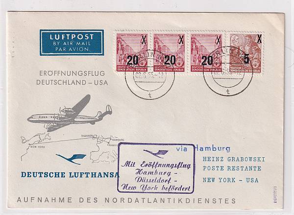 Lufthansa Erst- und Sonderflüge 1955 - heute / Ausländische Zuleitungen | Jahrgang 1955