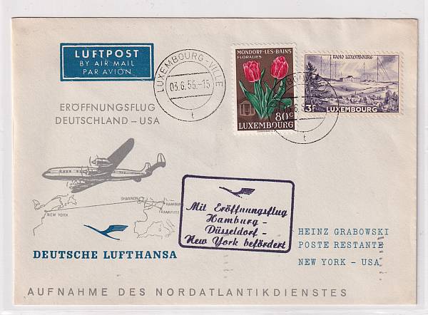 Lufthansa Erst- und Sonderflüge 1955 - heute / Ausländische Zuleitungen | Jahrgang 1955