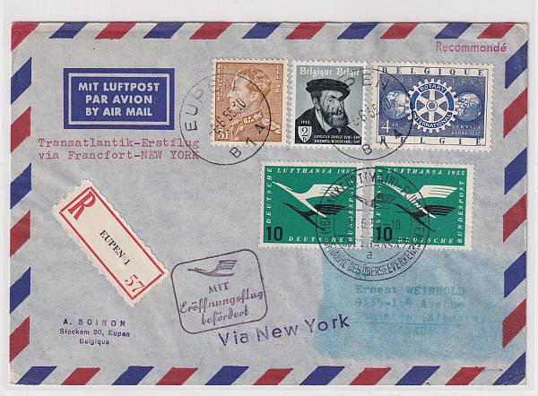 Lufthansa Erst- und Sonderflüge 1955 - heute / Ausländische Zuleitungen | Jahrgang 1955