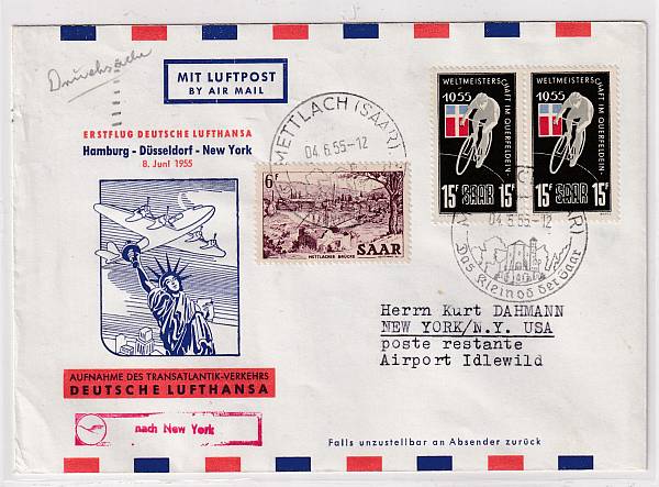Lufthansa Erst- und Sonderflüge 1955 - heute / Ausländische Zuleitungen | Jahrgang 1955