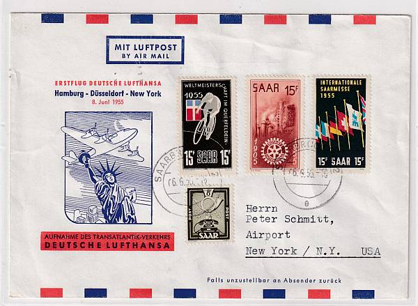 Lufthansa Erst- und Sonderflüge 1955 - heute / Ausländische Zuleitungen | Jahrgang 1955