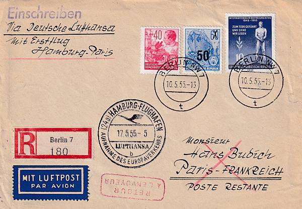 Lufthansa Erst- und Sonderflüge 1955 - heute / Ausländische Zuleitungen | Jahrgang 1955