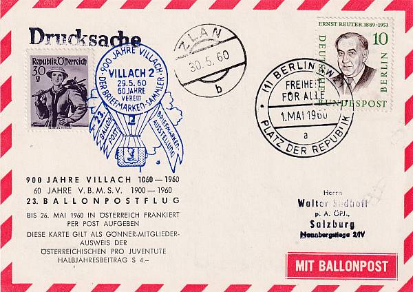 Ballonpost caritativ Österreich | Mitläufer / Ausländische Zuleitungen