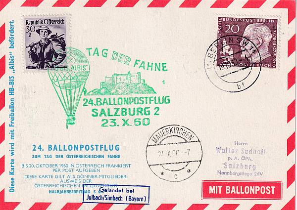 Ballonpost caritativ Österreich | Mitläufer / Ausländische Zuleitungen