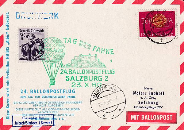 Ballonpost caritativ Österreich | Mitläufer / Ausländische Zuleitungen