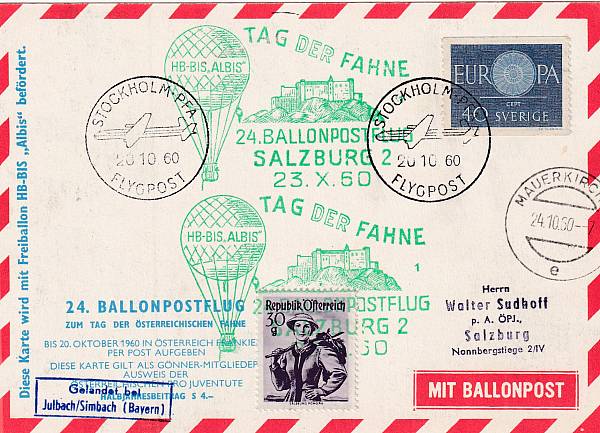 Ballonpost caritativ Österreich | Mitläufer / Ausländische Zuleitungen