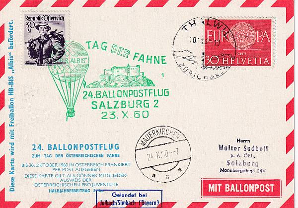 Ballonpost caritativ Österreich | Mitläufer / Ausländische Zuleitungen