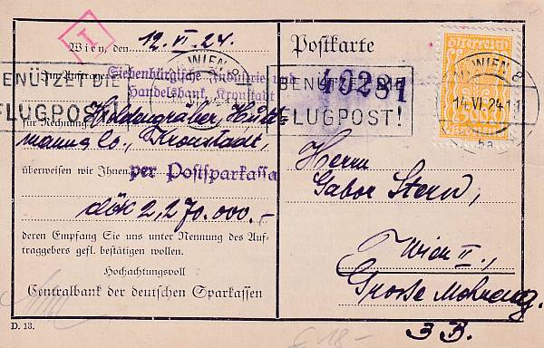 Flugpost Österreich vor 1945 | Einzelbelege