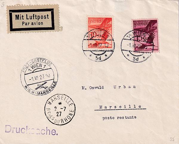 Flugpost Österreich vor 1945 | Erstflüge und erste Flugpostableitungen