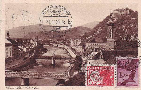 Flugpost Österreich vor 1945 | Erstflüge und erste Flugpostableitungen