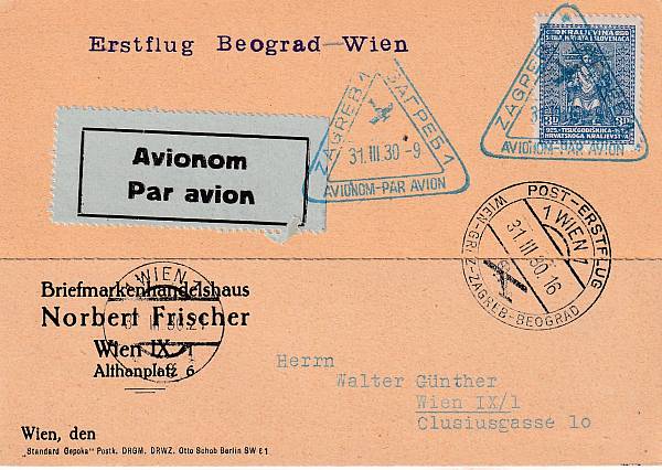 Flugpost Österreich vor 1945 | Erstflüge und erste Flugpostableitungen